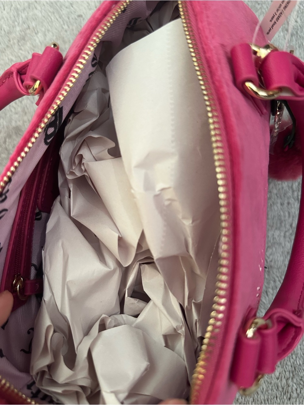 Juicy Couture Hot Pink Velvet 'Spill the Juicy Tea' Satchel - Picture 5 of 6
